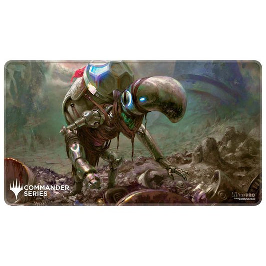 Stitched Edge Playmats featuring popular Magic: The Gathering artwork. Made with a soft fabric top to reduce damage to cards during play and a non-slip rubber backing to keep the playmat from shifting during use, playmats enhance the gameplay experience. The stitched edges offer an added premium feel. With dimensions of approximately 24 in. x 13.5 in., a playmat also makes an excellent oversize mousepad for home or office.