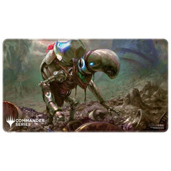 Stitched Edge Playmats featuring popular Magic: The Gathering artwork. Made with a soft fabric top to reduce damage to cards during play and a non-slip rubber backing to keep the playmat from shifting during use, playmats enhance the gameplay experience. The stitched edges offer an added premium feel. With dimensions of approximately 24 in. x 13.5 in., a playmat also makes an excellent oversize mousepad for home or office.