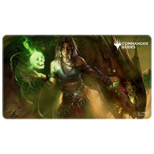 Stitched Edge Playmats featuring popular Magic: The Gathering artwork. Made with a soft fabric top to reduce damage to cards during play and a non-slip rubber backing to keep the playmat from shifting during use, playmats enhance the gameplay experience. The stitched edges offer an added premium feel. With dimensions of approximately 24 in. x 13.5 in., a playmat also makes an excellent oversize mousepad for home or office.
