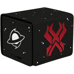 Premium Alcove Edge Deck Box with Interior Printings feature a stunning, spot foil and textured leatherette exterior finish with vibrant full color interior flap printing, strong magnetic closure, and dual thumb notches for easy access to your deck. This deck box holds up to 100 standard size trading cards double-sleeved in Ultra PRO Deck Protector sleeves.