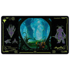 Holofoil Playmats featuring popular Magic: The Gathering artwork printed on a shimmering material with stitched edges. Made with a soft fabric top to reduce damage to cards during play and a non-slip rubber backing to keep the playmat from shifting during use, playmats enhance the gameplay experience. With dimensions of approximately 24 in. x 13.5 in., a playmat also makes an excellent oversize mousepad for home or office.