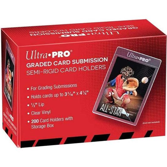 Ultra Pro Graded Card Submission Semi Rigid 1/2-inch Lip Tall Sleeves | 200-Count with Storage Box | Galactic Toys & Collectibles