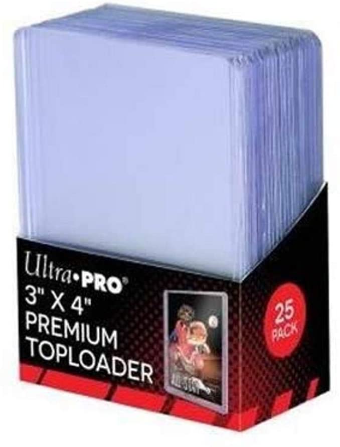 Super clear, Rigid plastic and durable construction encloses the card and keeps it clean while preventing damage. Holds cards up to 35pt thickness. The 3" x 4" Toploader for standard size cards (2-1/2" x 3-1/2"). 25 Count per pack. (1-Pack).