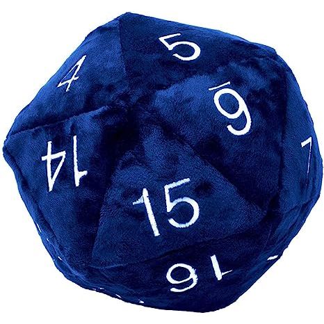 Jumbo D20 Novelty Dice Plush - Blue with Silver Numbering | Galactic Toys & Collectibles