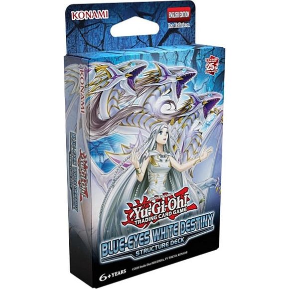 Prepare yourself for the next chapter of the Blue-Eyes White Dragon strategy: The electrifyingly awesome Blue-Eyes White Destiny Structure Deck! This 50-card Deck has everything you need to take your "Blue-Eyes" Deck to its next stage of invincibility: The all-powerful Blue-Eyes Ultimate Spirit Dragon! This Level 12 Synchro isn't just a Synchro Monster, it's a Synchro Monstrosity! Once per turn, this Dragon can negate any effect activated by your opponent on the field. And when it does, it also consumes the