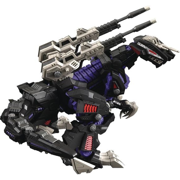 From Takara Tomy. Takara Tomy's "Realize" model-kit series brings you enhanced mobility, ease of assembly, and collectability. The number of parts, size, design, and structure are all pursued from the user's perspective. This new "Realize" 1/100-scale model kit of the Geno Saurer from "Zoids" has a specially designed movable mechanism for posability, making it easy to put the finished model into various action poses characteristic of bidepdal dinosaur-type Zoids. The fins on the tail can be deployed to take