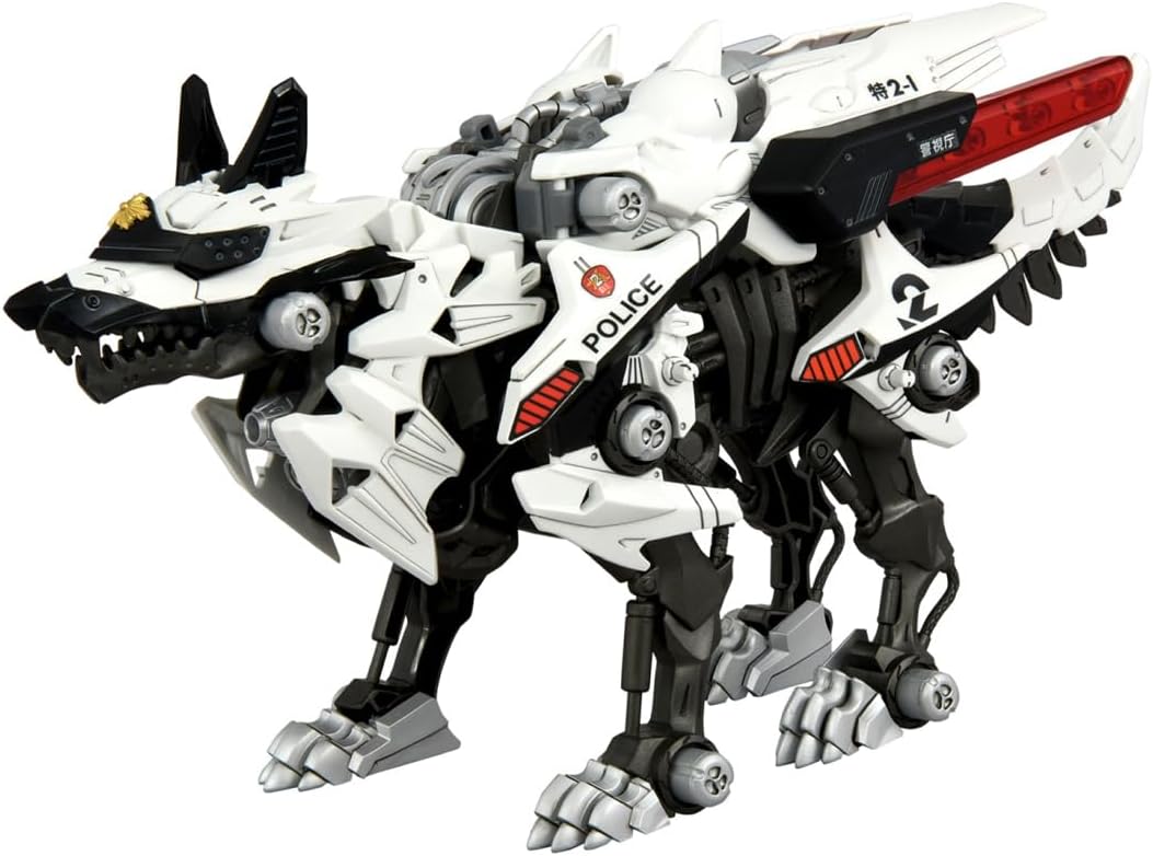 Prepare yourself for the second collaboration item between "Mobile Police Patlabor" and "Zoids" -- here comes the Hunter Wolf Unit 2 with headgear and patrol lights, in Metropolitan Police Department specs! This unit is the buddy of Ingram Mark III Unit 2 in the comic book project "Zoids x Patlabor Code Name B.U.D.D.Y."! The unit's design was created by renowned mechanical designer Tenjin Hidetaka, with Izubuchi Yutaka of Headgear supervising; screenwriter Ito Kazunori is involved in the creation of the wor