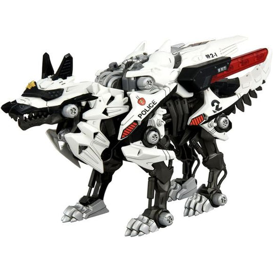 Prepare yourself for the second collaboration item between "Mobile Police Patlabor" and "Zoids" -- here comes the Hunter Wolf Unit 2 with headgear and patrol lights, in Metropolitan Police Department specs! This unit is the buddy of Ingram Mark III Unit 2 in the comic book project "Zoids x Patlabor Code Name B.U.D.D.Y."! The unit's design was created by renowned mechanical designer Tenjin Hidetaka, with Izubuchi Yutaka of Headgear supervising; screenwriter Ito Kazunori is involved in the creation of the wor