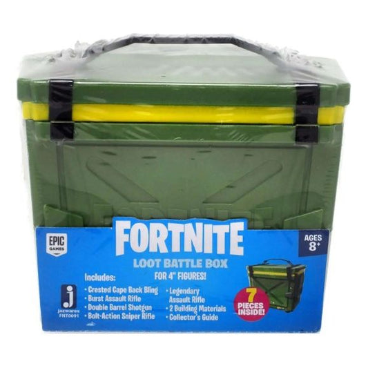 Fortnite Crested Cape Back Bling Loot Battle Box
$22.99
Qty: 1
Add to Cart
Availability:In Stock!
DescriptionDetailsOur GuaranteesVisit Our Store!
Fortnite Loot Chest! Bring the thrill of Battle Royale to life with this Fortnite Loot Box Collectible Chest. The treasure chest contains a variety of game-authentic loot, including weapons and building materials for 4" Figures!
Includes: Crested Cape Back Bling, Burst Assault Rifle, Double Barrel Shotgun, Bolt-Action Sniper Rifle, Legendary Assault Rifle, 2 Buil