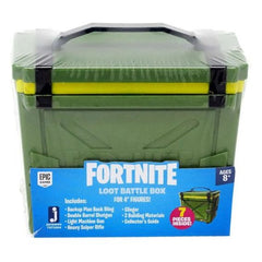 Fortnite Loot Chest! Bring the thrill of Battle Royale to life with this Fortnite Loot Box Collectible Chest. The treasure chest contains a variety of game-authentic loot, including weapons and building materials for 4" Figures!
Includes: Backup Plan Back Bling, Double Barrel Shotgun, Light Machine Gun, Heavy sniper Rifle, Clinger, 2 Building materials & Collector's Guide.