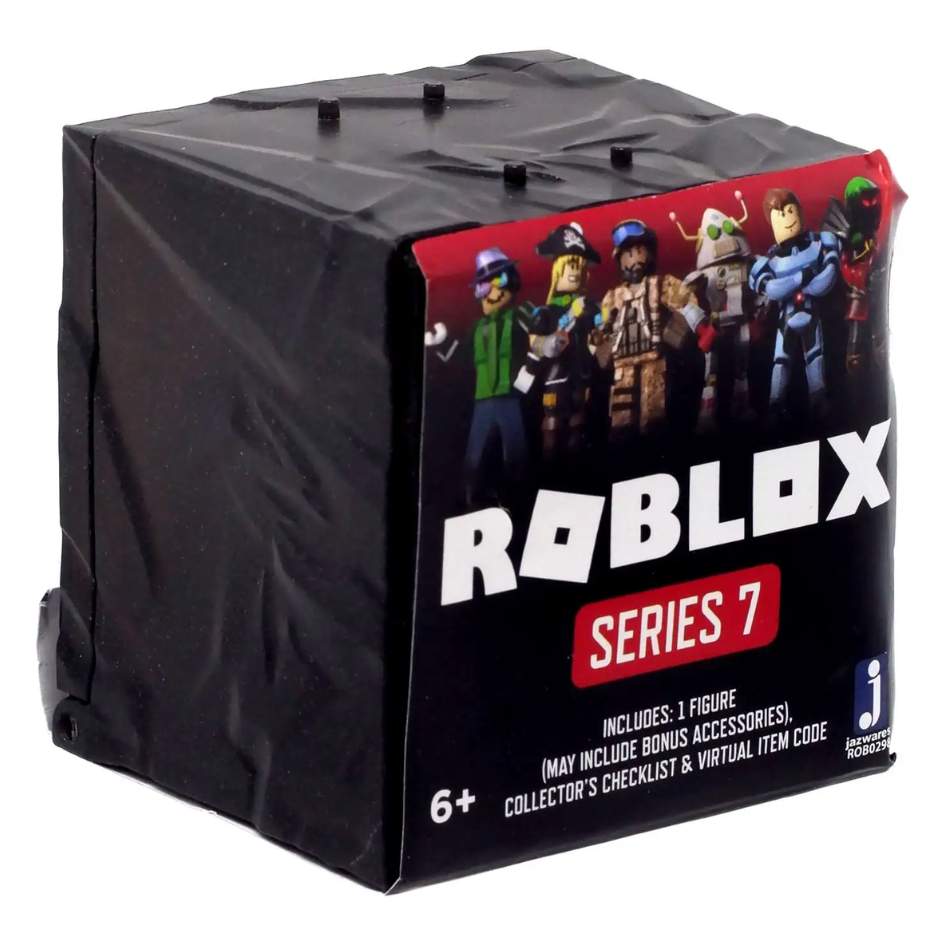 Assemble the ultimate Roblox toy collection with these iconic characters from your favorite games! There are 24 new figures from Series 7 and each comes with a code for an exclusive virtual item that can be redeemed on Roblox. Mix and match parts to build your own unique Roblox character. Collect all your favorite Roblox figures today!