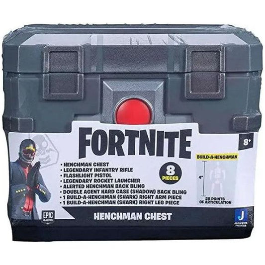 Bring the thrill of Battle Royale to life with the Henchman Chest Collectible Accessory Set Bundle. This 4-inch Fortnite collectible features incredible game-like details. Each Battle Royale accessory set is loaded with awesome collectible translucent weapons to add to your Fortnite locker. With Shark Henchman Build-A-Figure pieces, Rarity weapons, and Back Bling, this Fortnite Henchman Chest Accessory Set packs the perfect loadout for your 4-inch Fortnite action figures.