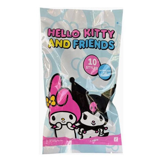 Introducing the Hello Kitty & Friends: My Melody & Kuromi Bag Clips - a delightful addition to your Hello Kitty collectibles! This adorable series showcases beloved Sanrio characters, My Melody and Kuromi, in charming and fun designs. Each blind bag surprises you with a plush character and a cute keychain, perfect for any occasion.