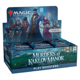 A series of shocking murders involving some of Ravnica’s most powerful citizens has the city on the verge of chaos. Now detectives are on the case . . . and you’re one of them. Return to the fan-favorite plane of Ravnica in Murders at Karlov Manor, Magic’s unique take on the murder mystery genre. This Murders at Karlov Manor Play Booster Box contains 36 Play Boosters, perfect for both Limited play and opening packs just for fun. Each Play Booster contains 14 Magic: The Gathering cards and 1 Token/Ad card, S