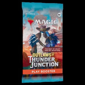 In Outlaws of Thunder Junction, your players will join Oko's crew of deadly desperados as they plot a heist in the frontier world of Thunder Junction. They'll face harsh deserts, hostile critters, and even rival outlaws—but with grit and gumption, they'll ride off into the sunset.

Play Boosters are the ideal booster for the play environment—especially Limited format events. Plus, they're a thrilling pack-opening experience, providing players the opportunity to snag multiple Rare cards or even a possible Bo