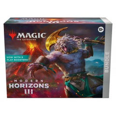 Release Date: 06/14/2024
Contents:
9 Modern Horizons 3 Play Boosters
1 Traditional Foil card with Bundle-exclusive alternate-art
15 Traditional Foil Basic Land cards (5 with Full Art)
15 nonfoil Basic Land cards (5 with Full Art)
1 oversized Spindown life counter
1 card storage box
2 reference cards
Each Play Booster includes a combination of 1–5 cards of rarity Rare or higher and 3–6 Uncommon, 5–8 Common, and 1 Land cards. 1 card of any rarity is Traditional Foil. Foil Borderless Mythic Planeswalker in <1%