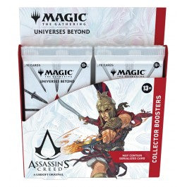 Release Date: 07/05/2024
Take a trip back in time with the Animus and track down history’s most elusive relics—all hidden inside Assassin’s Creed Collector Boosters. We’ve synchronized each booster with Traditional Foils, Rares and/or Mythics, Borderless and Extended-Art cards, and two Foil-Etched cards. Use your Eagle Vision and you may even spot alt-art cards with thematic Showcase frames, a card with a special type of foil treatment, or a Serialized card printed with a unique number. This Magic: The Gath