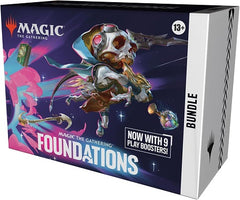 Release Date: 11/15/2024
The best time for your community's first Magic game is now. Dive into Foundations, and experience quintessential Magic: The Gathering by playing with and collecting cards selected to give every player the advantage. Whether a past, present, or future Magic player, Foundations invite you to share your spark!

The Bundle is a great gift for Magic superfans and newcomers alike who visit your store. They contain a little bit of everything to get a player's collection off the ground, plu