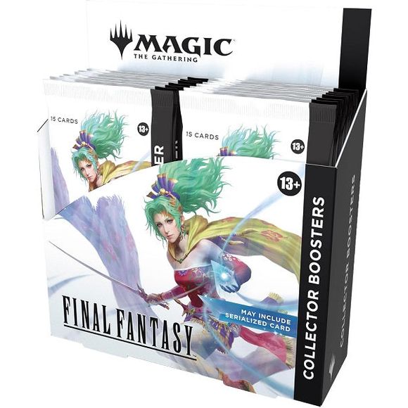 Release Date: 06/13/2025
Each Magic: The Gathering - FINAL FANTASY Collector's Booster is a true treasure trove full of rare and/or fabulously rare cards, traditional foil cards and alternate card borders. In this collector's booster display you will find 12 Magic: The Gathering - FINAL FANTASY collectible boosters, each containing 15 Magic: The Gathering cards and 1 double-sided token card as a traditional foil card. Each booster contains 5-6 cards of rarity rare or higher and 3-6 not-so-common cards, 3-5