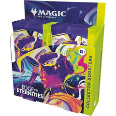 Release Date: 08/01/2025
Contains: 12 Edge of Eternities Collector Booster Packs. Each Collector Booster contains 15 Magic: The Gathering cards
Each Collector Booster includes 9–11 Traditional Foil cards
5 cards of rarity Rare or higher
3–5 Uncommon
4–6 Common
1 Land card
Headliner card in <1% of boosters