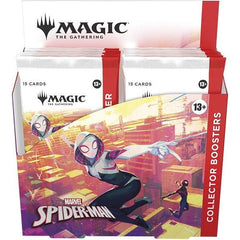 Release Date 09/26/2025
Collector Boosters gather all the coolest cards and foil treatments in one place! Each booster contains Rares and/or Mythics, Traditional Foils, a Borderless basic land, and more. Web-slinging heroes may encounter even more beautiful foils and picture-perfect lands. You could also find the headliner card—the most collectible pull of all!

Contents:
12 Marvel's Spider-Man Collector Boosters; each Collector Booster contains:
15 Magic: The Gathering cards
Collector Boosters may contain