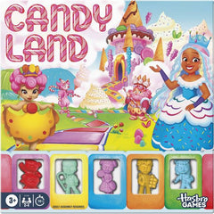 Welcome to the Candy Land game! In this reimagined version of the classic preschool game, little ones choose a Sweet Scout mover, select colored “candy” tokens from the Pouch of Wonders, and travel up the Rainbow Gummy Path to Candy Castle! Who will they meet along the way—and which player will reach the castle first? This edition includes story-enriching updates, such as 2 ways to play (classic and now collaborative), an enlarged and reillustrated board, a drawstring pouch of 50 cardstock candy tokens, 5 s