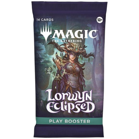 Lorwyn Eclipsed Play Booster Pack Contains:
• 14 Magic: The Gathering cards
• May contain these cards: ECL 1–351; SPG 129–148
• 1–4 cards of rarity rare or higher (2: 27%; 3: 2%; 4: <1%)
• 3–5 uncommon cards
• 6–9 common cards
• 1 land
• 1 card of any rarity is traditional foil
• Foil borderless mythic rare in <1% of boosters
• Traditional foil land replaces a land in 20% of boosters