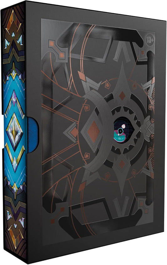 Release Date May 15, 2026
Paging all bookworms! This spell-bound bundle for Secrets of Strixhaven is studiously stuffed with all the extra credit any honors student could want. Buried in its pages you’ll find two 15-card Collector Boosters, six 14-card Play Boosters, 2 of 6 possible Traditional Foil Borderless promo cards, 20 Traditional Foil basic lands, and 1 special oversized Codex Bundle Spindown life counter. A Headliner Mythic Rare card can be found in <1% of Collector Boosters.