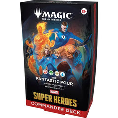 Release Date: 6/26/2026
Bring the might of the Marvel Universe to the battlefield as you combat your friends in Commander, Magic’s most popular multiplayer format. Includes 1 ready-to-play deck of 100 Magic cards (4 Traditional Foil Borderless cards, 96 regular cards), 10 double-sided token cards, 1 deck box (can hold 100 sleeved cards), 1 strategy insert, and 1 reference card.