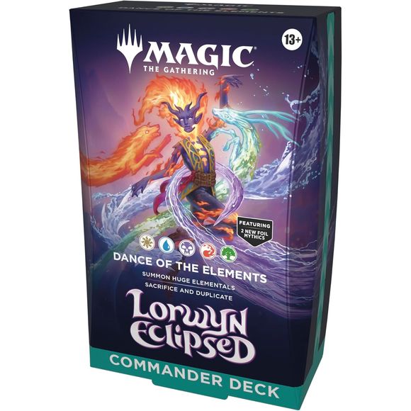 Commander decks are ready to play right out of the box and contain everything you need to play Magic's most popular multiplayer format. Lorwyn Eclipsed features two different Commander deck versions. Throw everything you've got at the enemy with Ashling's light guiding the way, summoning massive Elementals at a discount with splashy battlefield entry effects. If you sacrifice those heavy hitters, never fear—Ashling can copy them!
Contents:
• 1 ready-to-play deck of 100 Magic cards
• 12 new-to-Magic cards, i