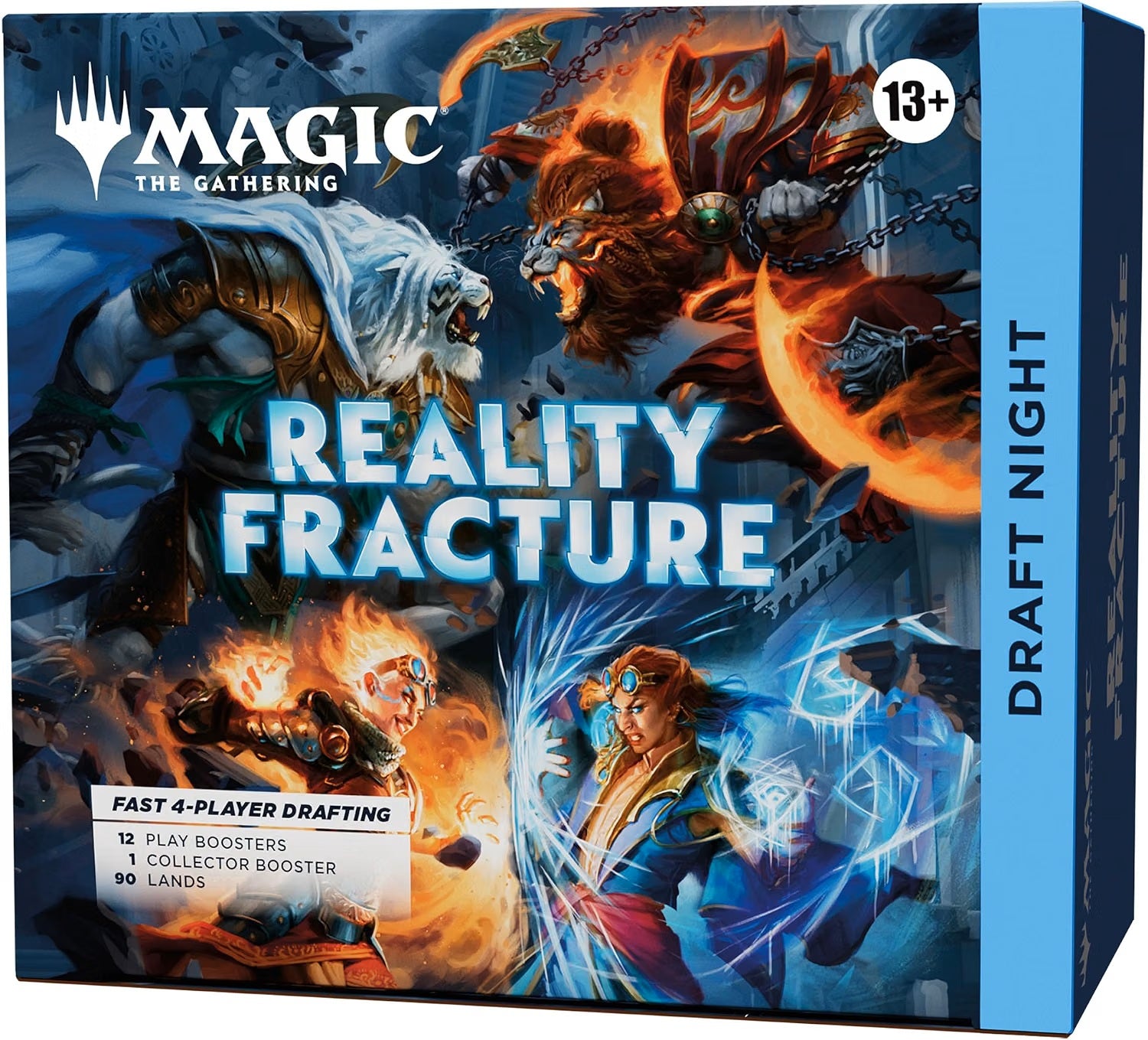 Release Date: Oct 2, 2026
It's a draft party in a box! Draft Night is the self-contained kit for hosting a Pick-Two Draft for four players. Pick-Two encourages fast, dynamic drafting that's great for kitchen-table play or adding a dash of variety to game night! Crown the winner with the packed-in Reality Fracture Collector Booster (or you can keep it for yourself—we won't judge).
Contents:
12 Reality Fracture Play Boosters
1 Reality Fracture Collector Booster
90 lands
10 double-sided tokens