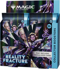 Release Date: Oct 2, 2026
Smash through the looking glass and discover a whole new Multiverse of wonders! Every Reality Fracture Collector Booster contains Rares and/or Mythics, Traditional Foils, and a Borderless basic land to begin sculpting your perfect sanctum. You may even happen upon 1 of only 500 Headliner Serialized cards (found in <1% of Collector Boosters). This Collector Booster Box includes 12 Reality Fracture Collector Boosters, each containing 15 cards. Card rarity and distribution vary.