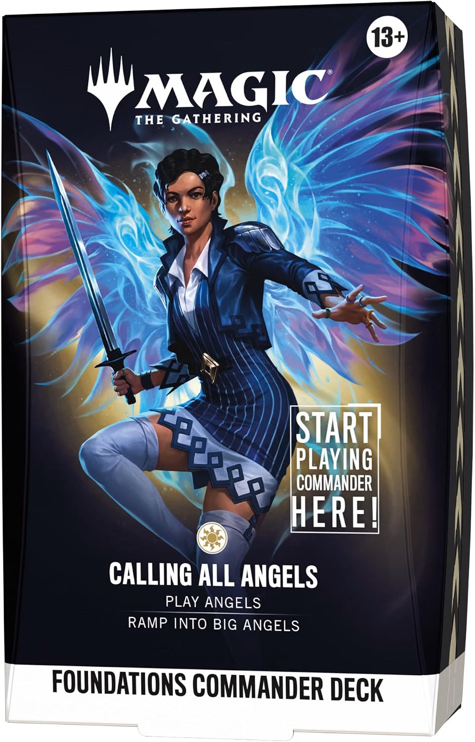 Release Date: Oct 2, 2026
Battle your friends with powerful creatures and spectacular spells in Commander, Magic's most popular multiplayer format. Foundations Commander Decks come in five new versions and offer the easiest path into the format with everything a player needs to play their first (or fiftieth) game of Commander right out of the box.
Calling All Angels
Hope arrives in full force with Giada and her ability to strengthen any Angels you cast. Play a whole host of Angels, reap the divine benefits,