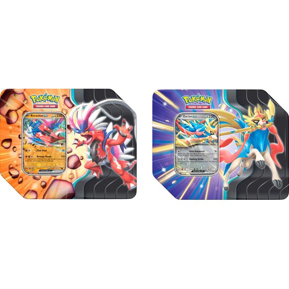 You will receive, at random, one Slashing Legends Tin featuring either Zacian ex or Koraidon ex.