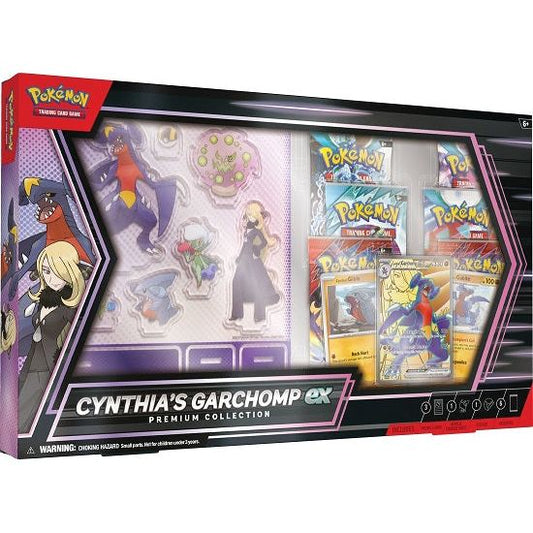 Cynthia & Garchomp Bring the Strength of a Champion! As Champion of the Sinnoh region, Cynthia is one of the strongest Pokemon Trainers in the world, and her Garchomp has been by her side since the very beginning! Discover the power of their friendship in this collection with a foil promo card featuring Cynthia's Garchomp ex, which has attacks that do big damage and help you draw cards. You also get foil cards of Cynthia's Gible and Cynthia's Gabite, a cool sticker and standees for display, and more Pokemon