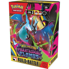 1x Phantasmal Flames Build & Battle Box Includes:

A 40-card ready-to-play deck, including 1 of 4 unique foil promo cards
4 Pokémon TCG: Mega Evolution—Phantasmal Flames booster packs
A code card for Pokémon TCG Live