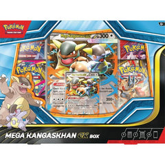 Unleash a Rapid-Fire Combo with Mega Kangaskhan ex! Mega Evolution makes Kangaskhan's child a force to be reckoned with- and both of them combine their powers as Mega Kangaskhan ex! Draw extra cards with Run Errand, then use Rapid-Fire Combo and flip coins to seek bigger damage. Team up with Mega Kangaskhan ex as a playable foil promo card and an oversize lenticular version for display, then open four booster packs to find even more cool cards! The Pokemon TCG: Mega Kangaskhan ex Box includes: 1 foil promo