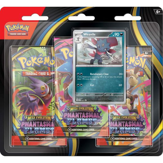 (PREORDER NOVEMBER 2025) Pokemon TCG Mega Evolutions Phantasmal Flames 3 Pack Blister (Random Promo)