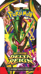 <p><strong>Release Date November 6th, 2026</strong></p>

<p>A Legendary Storm Is Stirring!
A thunderous roar from above heralds the descent of a renowned ruler of the sky! Mega Rayquaza ex brings unparallelled strength to battle, inspiring Mega Golurk ex, Mega Malamar ex, and Mega Golisopod ex to come forth and put their own skills to the test. Prevailing winds lead to legendary places and emerald-colored storms in the Pokémon TCG: Mega Evolution—Delta Reign expansion!
Pack contains 10 random cards; individ