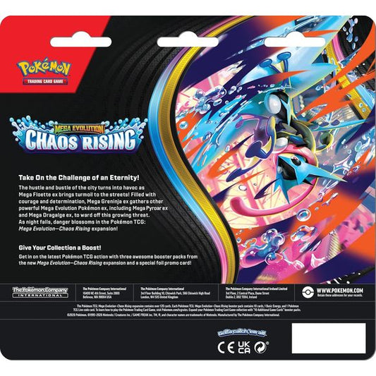 Pokemon TCG Mega Evolution - Chaos Rising ME04 3-Pack Blister