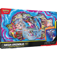 Mega Greninja ex Flips the Battle Upside Down!
Deliver serious damage and take Mega Greninja ex for a spin! Its Mortal Shuriken Ability lets you discard a Basic Water Energy from your hand to place six damage counters on one of your opponent’s Pokémon. Then, finish up your turn with its Ninja Spinner attack—which has the potential to do 200 damage! In this collection, you’ll get a foil promo card featuring the Mega-Evolved form of the Ninja Pokémon in both playable and display sizes, along with a cool tech
