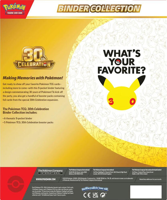 (PREORDER OCTOBER 2026) Pokemon TCG 30th Celebration 30C Binder Collection
