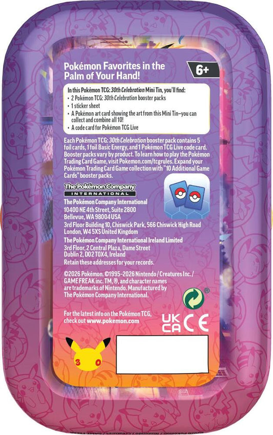 Pokemon TCG 30th Celebration 30C Mini Tin (1 Random)
