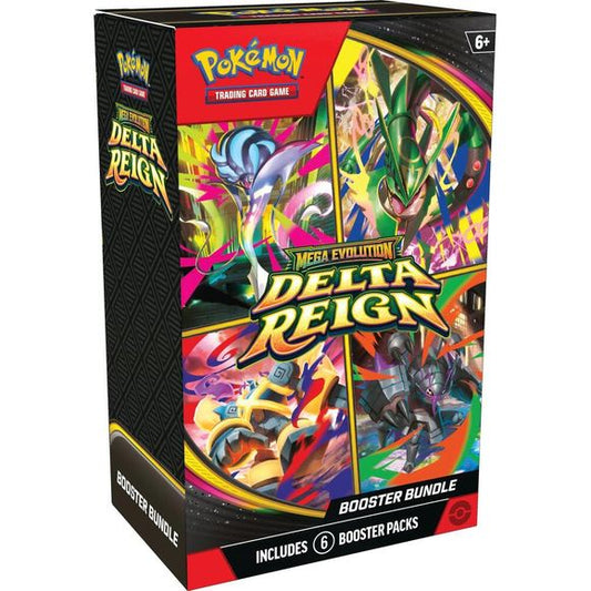 <p><strong>Release Date November 6th, 2026</strong></p>

<p>A Legendary Storm Is Stirring! A thunderous roar from above heralds the descent of a renowned ruler of the sky! Mega Rayquaza ex brings unparallelled strength to battle, inspiring Mega Golurk ex, Mega Malamar ex, and Mega Golisopod ex to come forth and put their own skills to the test. Prevailing winds lead to legendary places and emerald-colored storms in the Pokemon TCG: Mega Evolution- Delta Reign expansion! Expand your collection with this Boos