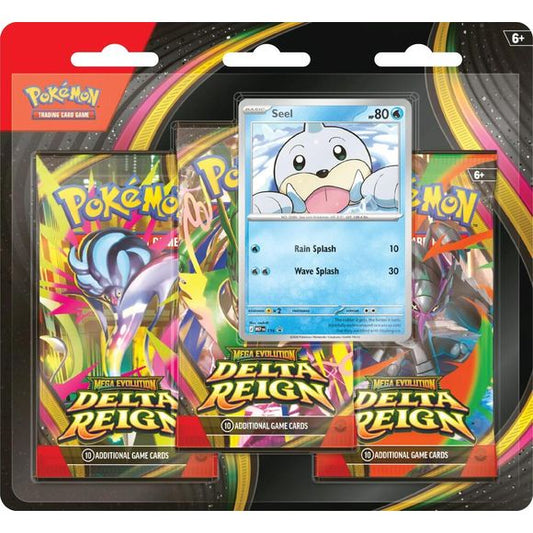 <p><strong>Release Date November 6th, 2026</strong></p>

<p>A Legendary Storm Is Stirring!
A thunderous roar from above heralds the descent of a renowned ruler of the sky! Mega Rayquaza ex brings unparallelled strength to battle, inspiring Mega Golurk ex, Mega Malamar ex, and Mega Golisopod ex to come forth and put their own skills to the test. Prevailing winds lead to legendary places and emerald-colored storms in the Pokémon TCG: Mega Evolution—Delta Reign expansion!
Each blister comes with 3 booster pack