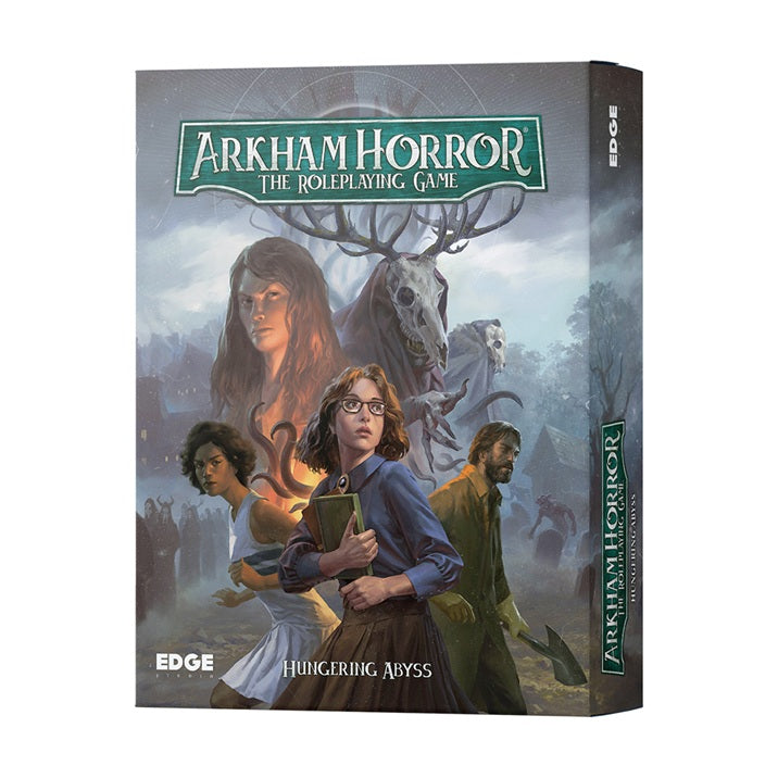 An ancient force has come to the city of Arkham that threatens to consume everything in Hungering Abyss, a starter set in Fantasy Flight Games’ world of Arkham Horror. This all-in-one box is designed for up to 6 players (5 players + 1 game master) that are 14 years or older. Whether you are a veteran role-player or brand new to collaborative storytelling table-top games, this learn-as-you-play adventure is an excellent way to get a feel for both roleplaying games and the unique Dynamic Pool System (DPS). Th