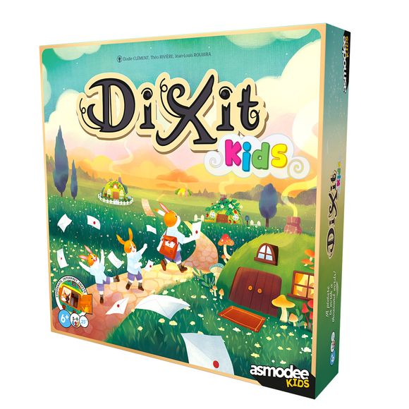 In the cooperative children's game Dixit Kids, you work together to invite as many guests as possible to the Swift Rabbit's big birthday party! In each round, one of you takes on the role of the Swift Rabbit. They visit a rabbit burrow and choose one of the rabbits to be their birthday guest. The Swift Rabbit then selects a card from their hand that matches the guest's mood: this card is the invitation.

All the other players are courier rabbits. They have to deliver the invitation to the rabbit the Swift R