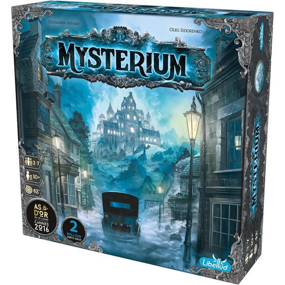 A horrible crime was committed on the grounds of Warwick Manor, thirty years ago. Now, the mansion is haunted by the ghost of the murdered servant, and it’s up to a group of psychic investigators to get to the bottom of the mystery. Mysterium is a cooperative game of deduction and teamwork for two to seven players. Over the course of the game, one player takes on the role of the ghost and over the course of a few scant hours, tries to lead the psychics to the correct culprit. Every member of the team will r