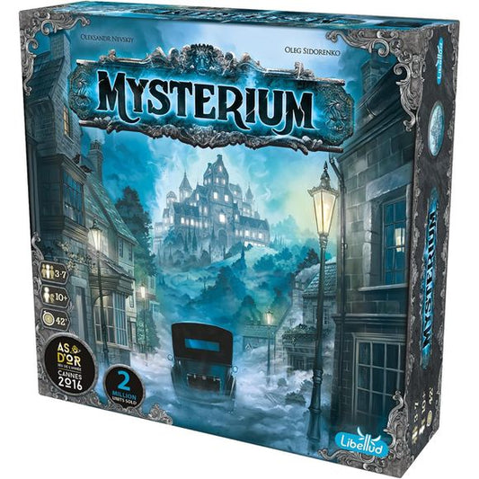 A horrible crime was committed on the grounds of Warwick Manor, thirty years ago. Now, the mansion is haunted by the ghost of the murdered servant, and it’s up to a group of psychic investigators to get to the bottom of the mystery. Mysterium is a cooperative game of deduction and teamwork for two to seven players. Over the course of the game, one player takes on the role of the ghost and over the course of a few scant hours, tries to lead the psychics to the correct culprit. Every member of the team will r