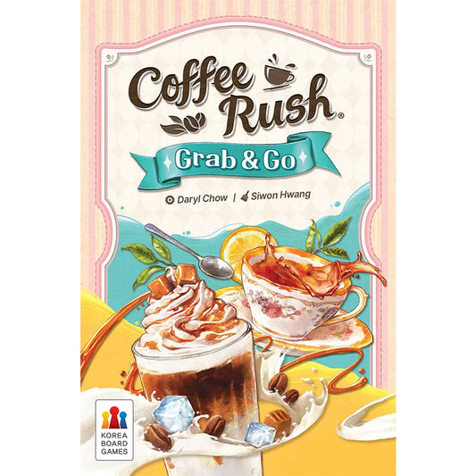 Coffee Rush: Grab & Go is a speedy, travel-friendly spin on the hit game Coffee Rush, keeping the same order-fulfilling tension but stripping it down for fast, portable play. Players race in real time to grab ingredient cards from a shared stock, complete drink orders before rivals, and keep customers happy.

Contents:
33 order cards, 104 ingredient cards, 1 rulebook

Minimum Recommended: Age	8
Average Play Time: 30 Minutes